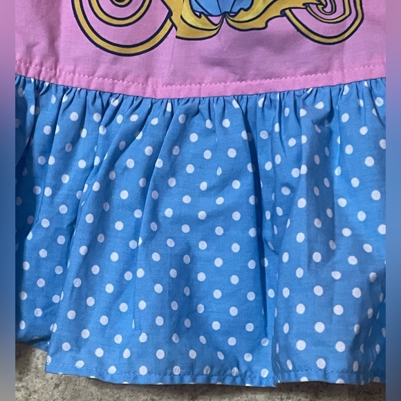 Whimsical Pink and Blue Kids Dress with Castle Design - Picture 6 of 6